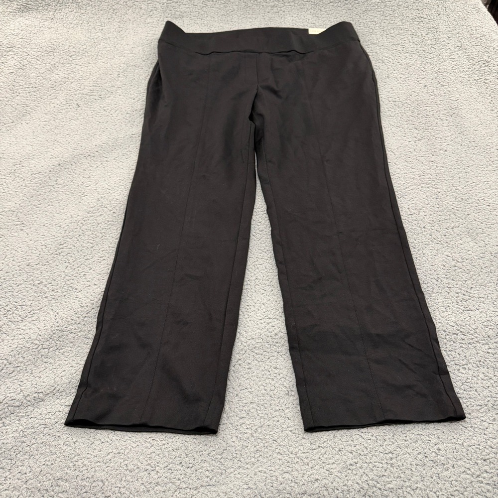 Lane Bryant Black Ponte Straight Leg Pants Plus Sz 24 Mid Rise Pull On Trousers